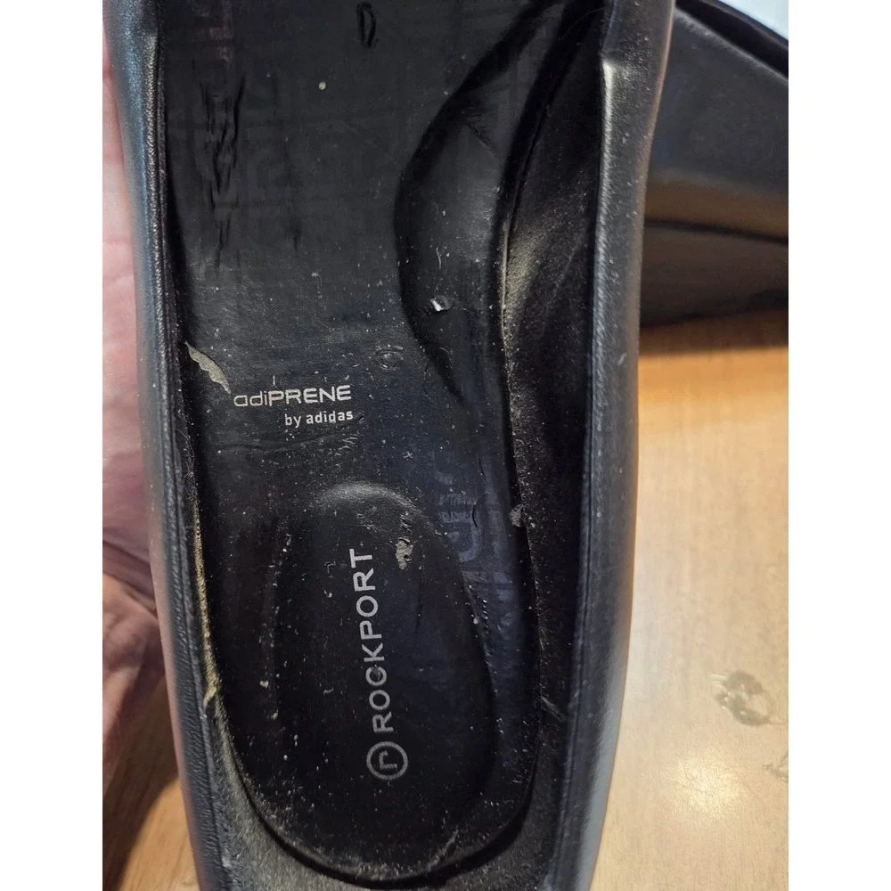 Rockport Sz 8.5‎ adiPrene by Adidas Black Leather Buckle Block Heel Dress Pumps